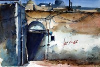 Javid Tabatabaei, A view from and old house in Iran, 14 x 21 Inch, Watercolour on Paper, Cityscape Painting, AC-JTT-003